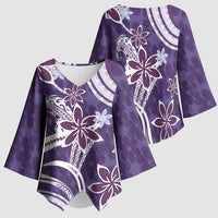 Hawaii Pupuala Plumeria Purple Kimono Sleeve Blouse Polynesian Pattern LT01 - Polynesian Pride