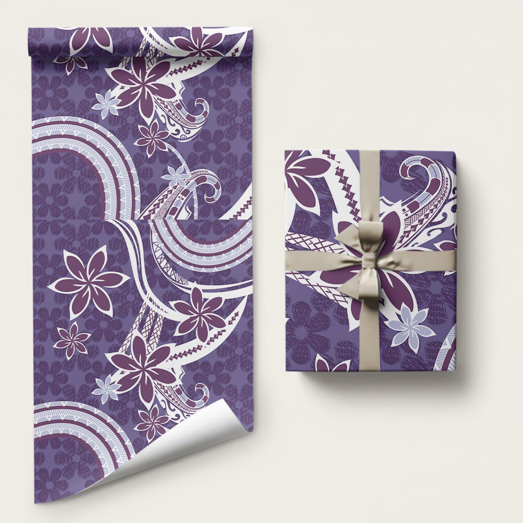 Hawaii Pupuala Plumeria Purple Wrapping Paper Polynesian Pattern