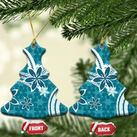 Hawaii Pupuala Plumeria Teal Ceramic Ornament Polynesian Pattern LT01 Christmas Tree Teal - Polynesian Pride
