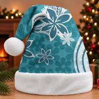Hawaii Pupuala Plumeria Teal Christmas Santa Hat Polynesian Pattern LT01 Without Fur Teal - Polynesian Pride