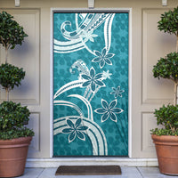 Hawaii Pupuala Plumeria Teal Door Cover Polynesian Pattern LT01 Teal - Polynesian Pride