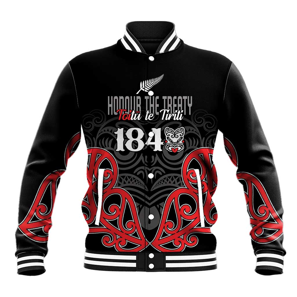 Toitu Te Tiriti 1840 Aotearoa Baseball Jacket Stand Together Stand Stronger LT01 Unisex Black - Polynesian Pride