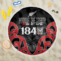 Toitu Te Tiriti 1840 Aotearoa Beach Blanket Stand Together Stand Stronger LT01 One Size 150cm Black - Polynesian Pride
