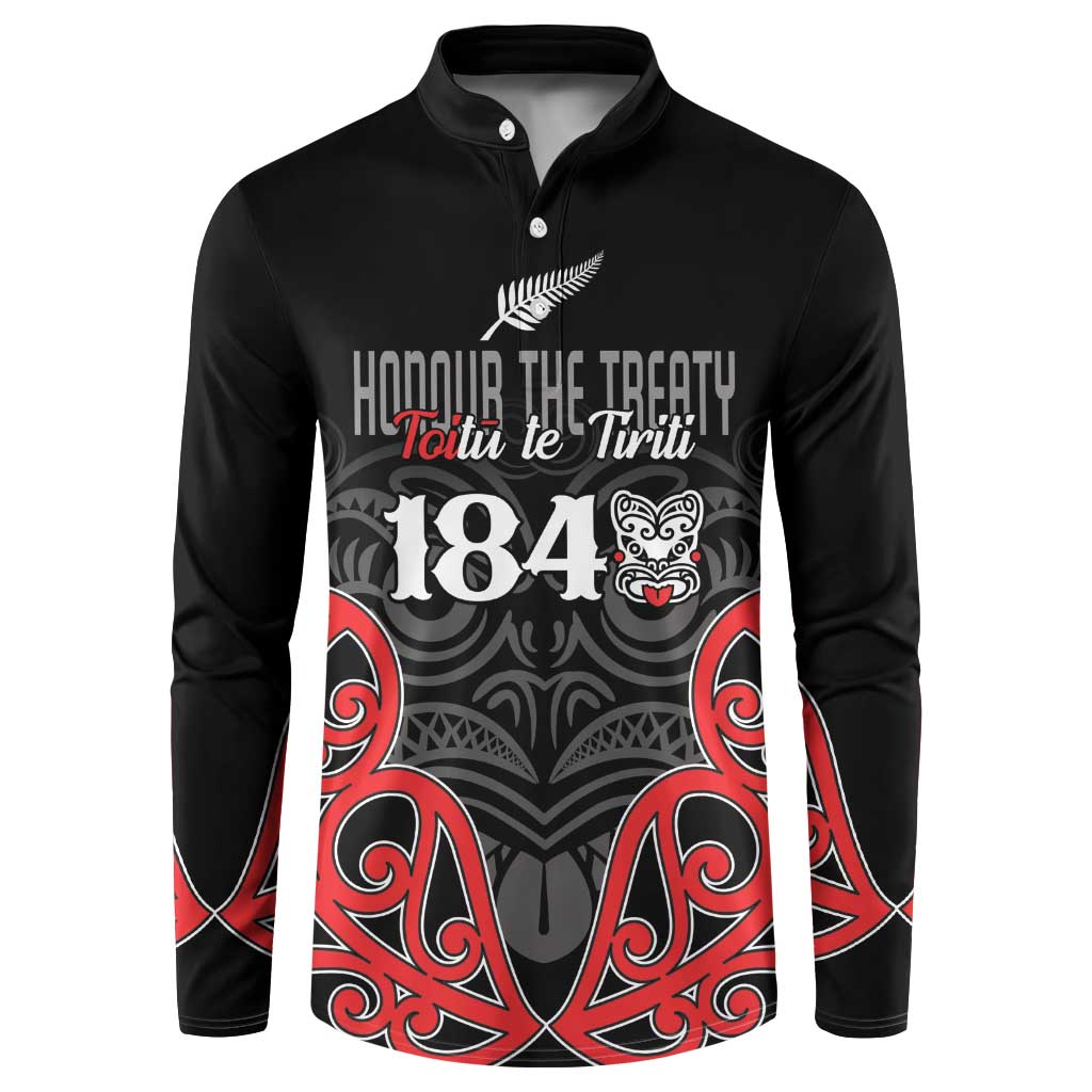Toitu Te Tiriti 1840 Aotearoa Button Sweatshirt Stand Together Stand Stronger LT01 Black - Polynesian Pride