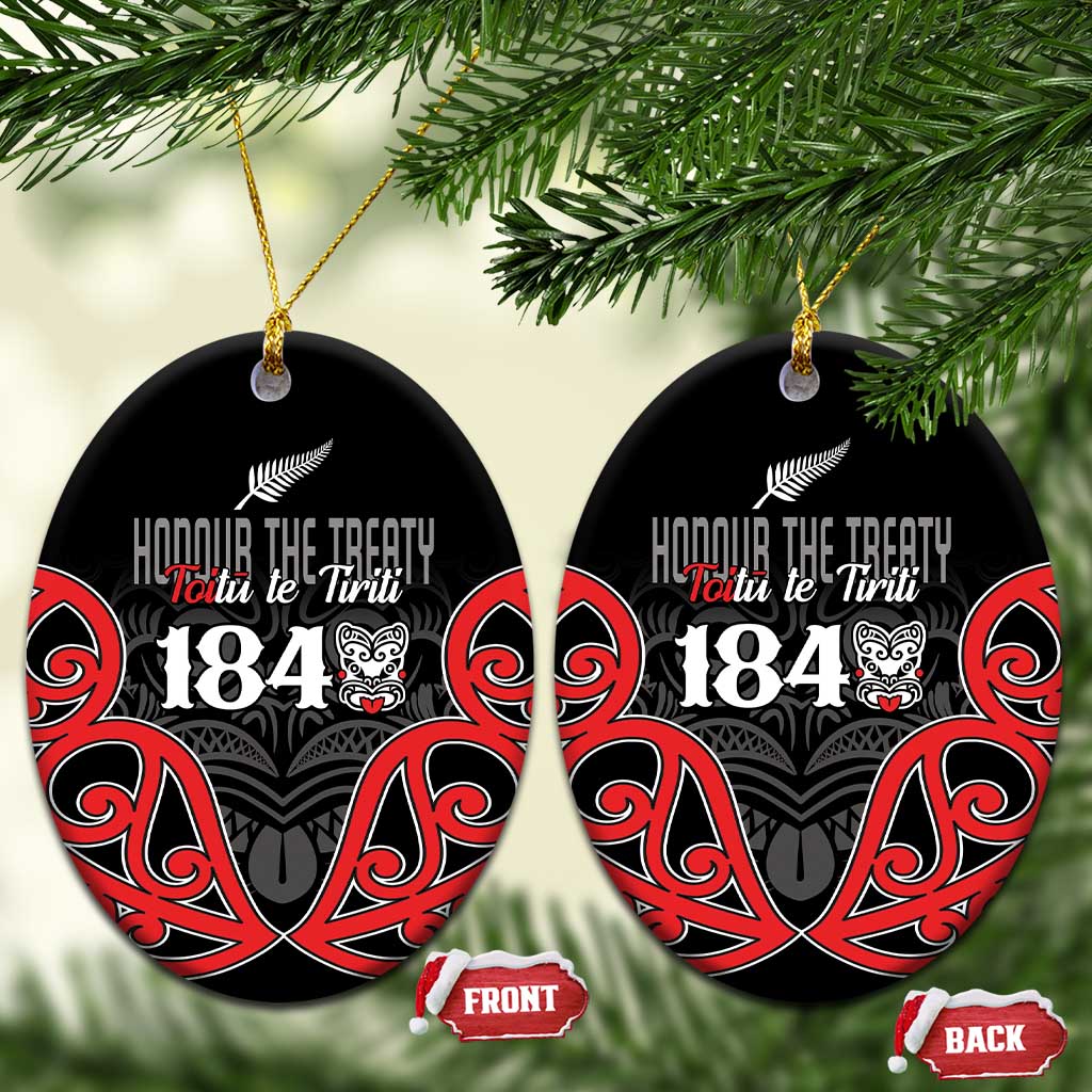 Toitu Te Tiriti 1840 Aotearoa Ceramic Ornament Stand Together Stand Stronger LT01 Oval Black - Polynesian Pride