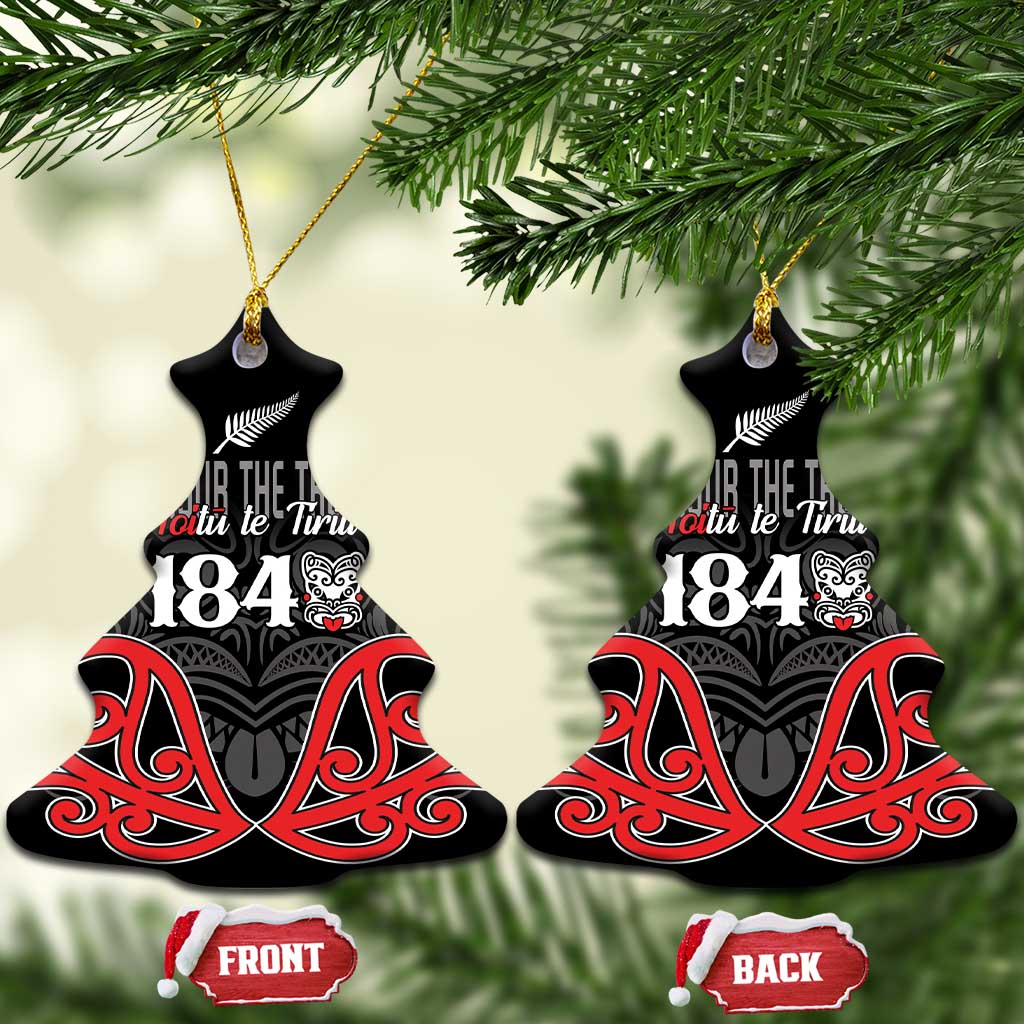 Toitu Te Tiriti 1840 Aotearoa Ceramic Ornament Stand Together Stand Stronger LT01 Christmas Tree Black - Polynesian Pride
