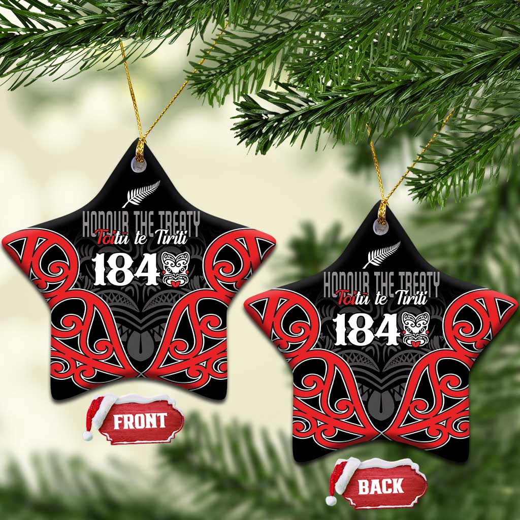 Toitu Te Tiriti 1840 Aotearoa Ceramic Ornament Stand Together Stand Stronger LT01 Star Black - Polynesian Pride