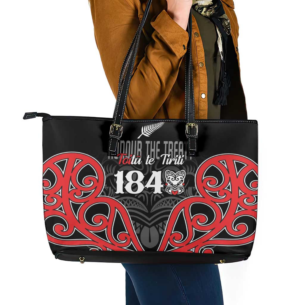 Toitu Te Tiriti 1840 Aotearoa Leather Tote Bag Stand Together Stand Stronger LT01 - Polynesian Pride