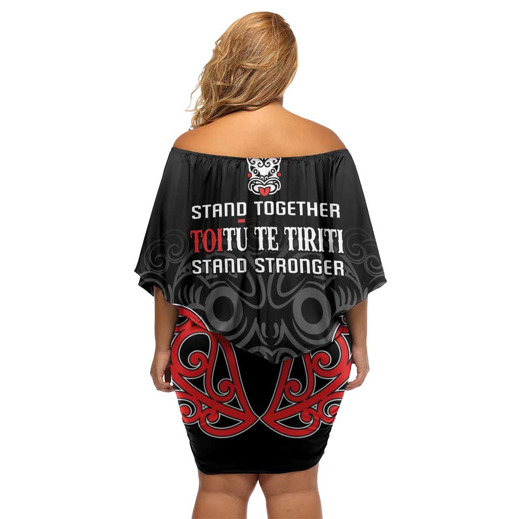 Toitu Te Tiriti 1840 Aotearoa Off Shoulder Short Dress Stand Together Stand Stronger LT01 - Polynesian Pride