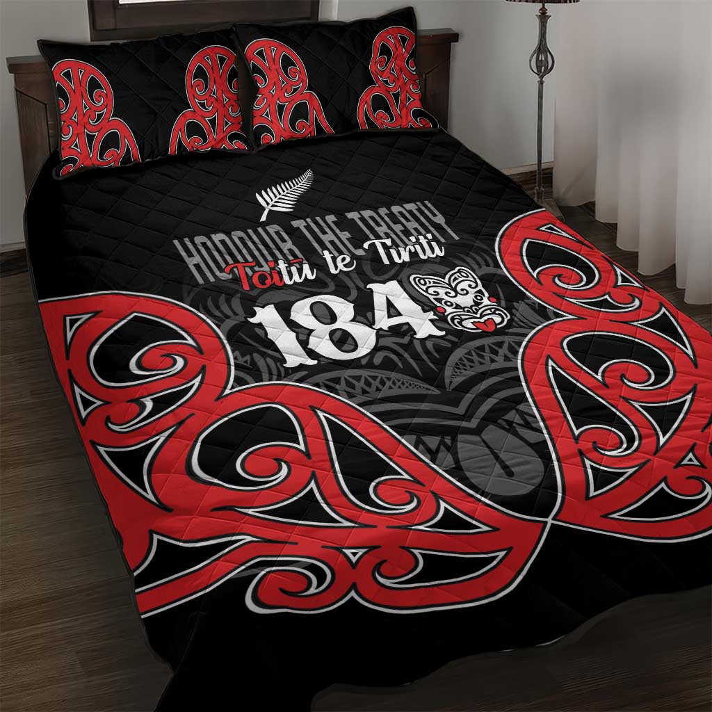 Toitu Te Tiriti 1840 Aotearoa Quilt Bed Set Stand Together Stand Stronger LT01 Black - Polynesian Pride