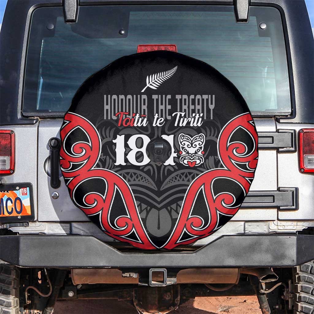 Toitu Te Tiriti 1840 Aotearoa Spare Tire Cover Stand Together Stand Stronger LT01 Black - Polynesian Pride