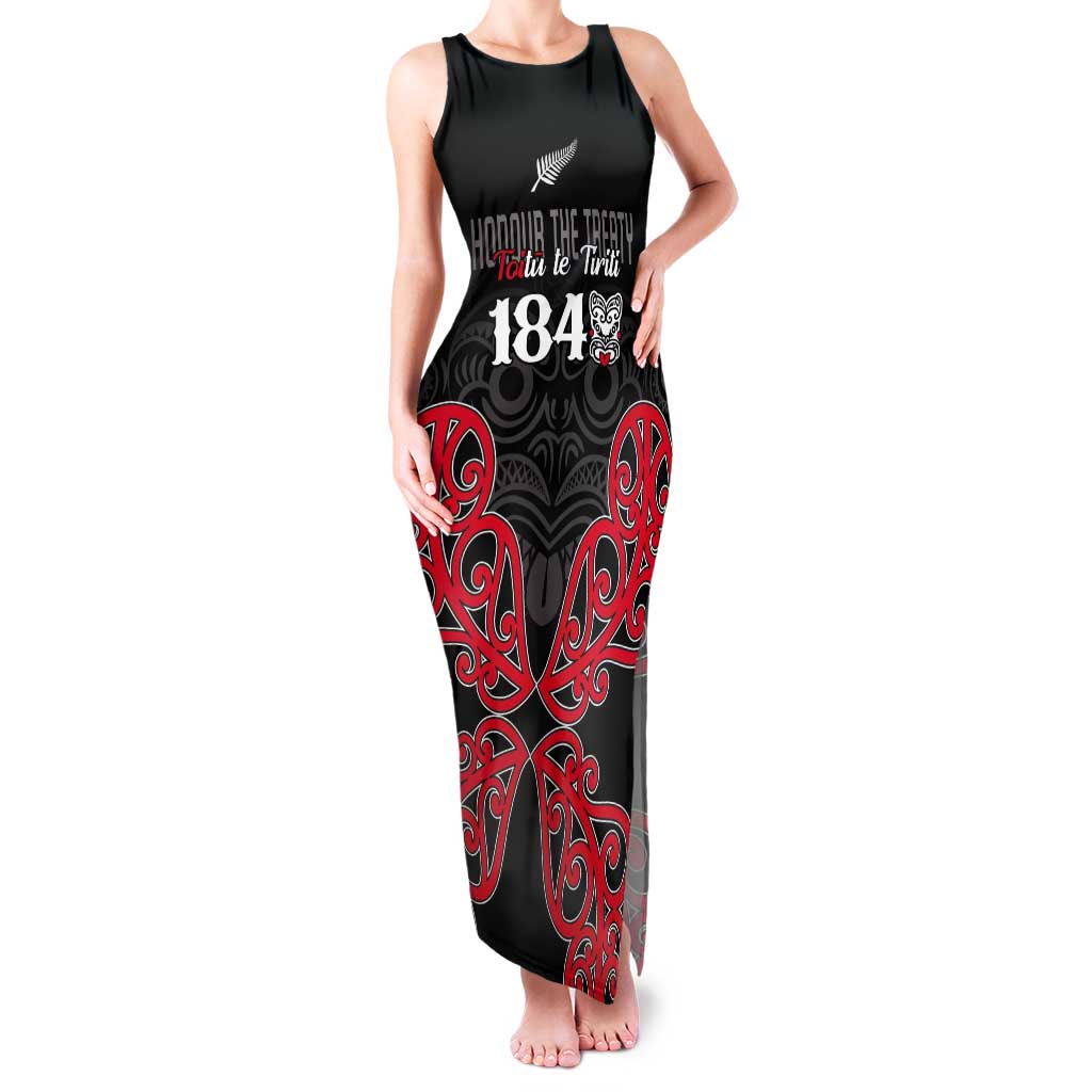 Toitu Te Tiriti 1840 Aotearoa Tank Maxi Dress Stand Together Stand Stronger LT01 Women Black - Polynesian Pride