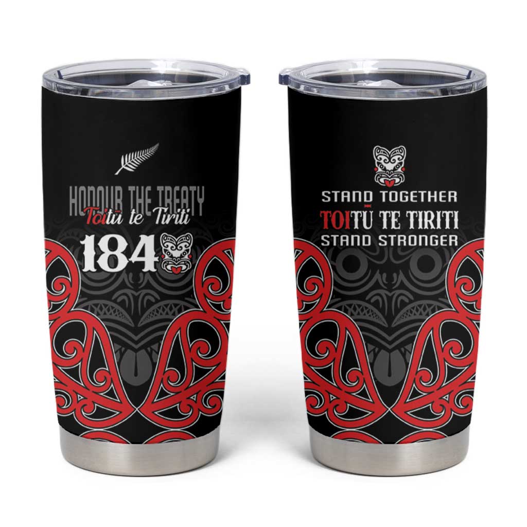 Toitu Te Tiriti 1840 Aotearoa Tumbler Cup Stand Together Stand Stronger LT01 Black - Polynesian Pride