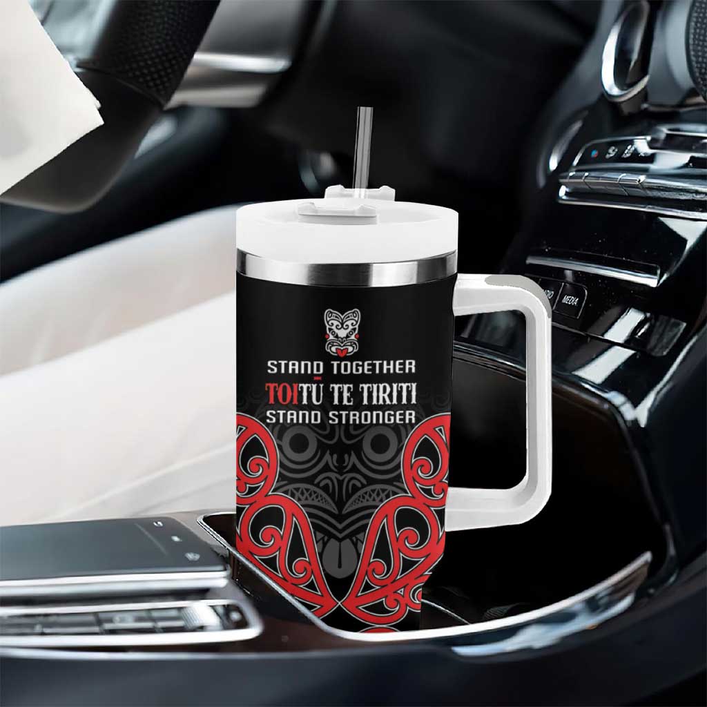 Toitu Te Tiriti 1840 Aotearoa Tumbler With Handle Stand Together Stand Stronger LT01 - Polynesian Pride