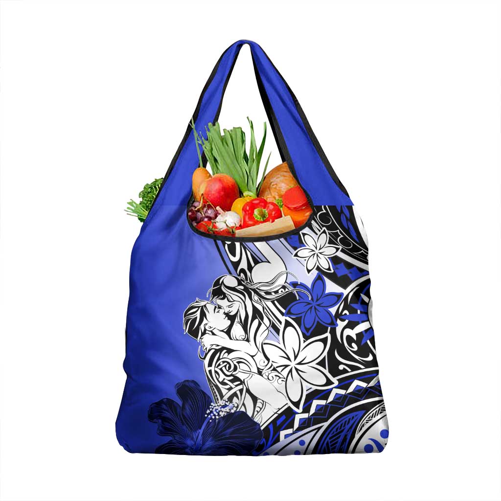 Polynesian Valentine Grocery Bag Couple Floral Unique Blue Version LT01 1-pack One Size Blue - Polynesian Pride
