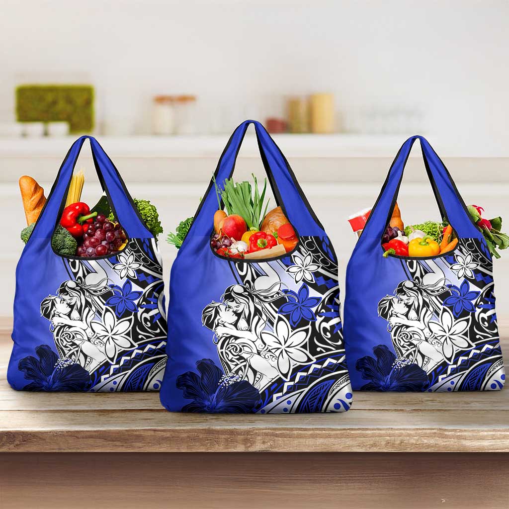 Polynesian Valentine Grocery Bag Couple Floral Unique Blue Version LT01 3-pack One Size Blue - Polynesian Pride
