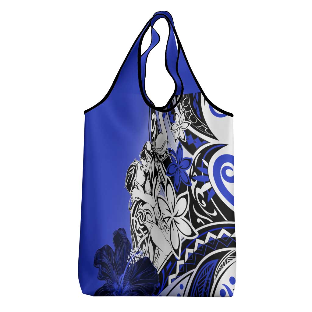 Polynesian Valentine Grocery Bag Couple Floral Unique Blue Version LT01 - Polynesian Pride
