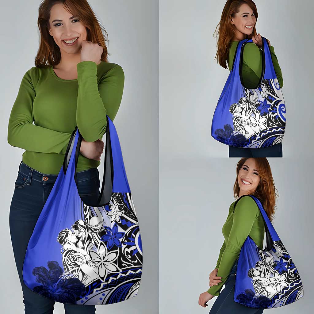 Polynesian Valentine Grocery Bag Couple Floral Unique Blue Version LT01 - Polynesian Pride