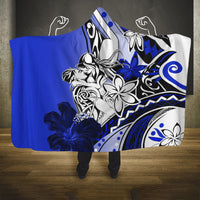 Polynesian Valentine Hooded Blanket Couple Floral Unique Blue Version LT01 One Size Blue - Polynesian Pride