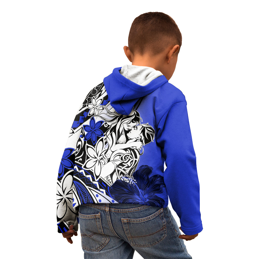 Polynesian Valentine Kid Hoodie Couple Floral Unique Blue Version LT01 - Polynesian Pride