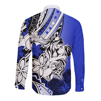 Polynesian Valentine Long Sleeve Button Shirt Couple Floral Unique Blue Version LT01 - Polynesian Pride