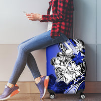 Polynesian Valentine Luggage Cover Couple Floral Unique Blue Version LT01 - Polynesian Pride
