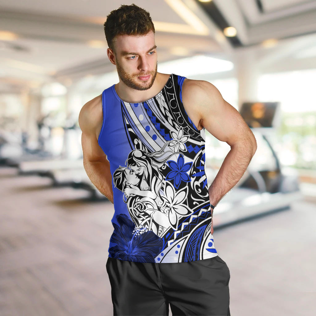 Polynesian Valentine Men Tank Top Couple Floral Unique Blue Version LT01 Blue - Polynesian Pride