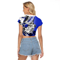 Polynesian Valentine Raglan Cropped T Shirt Couple Floral Unique Blue Version LT01 - Polynesian Pride