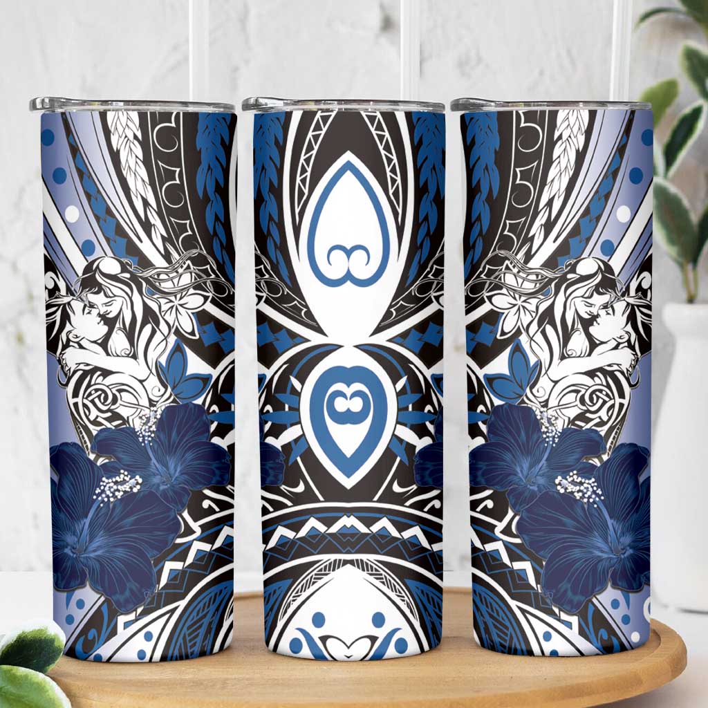 Polynesian Valentine Skinny Tumbler Couple Floral Unique Blue Version