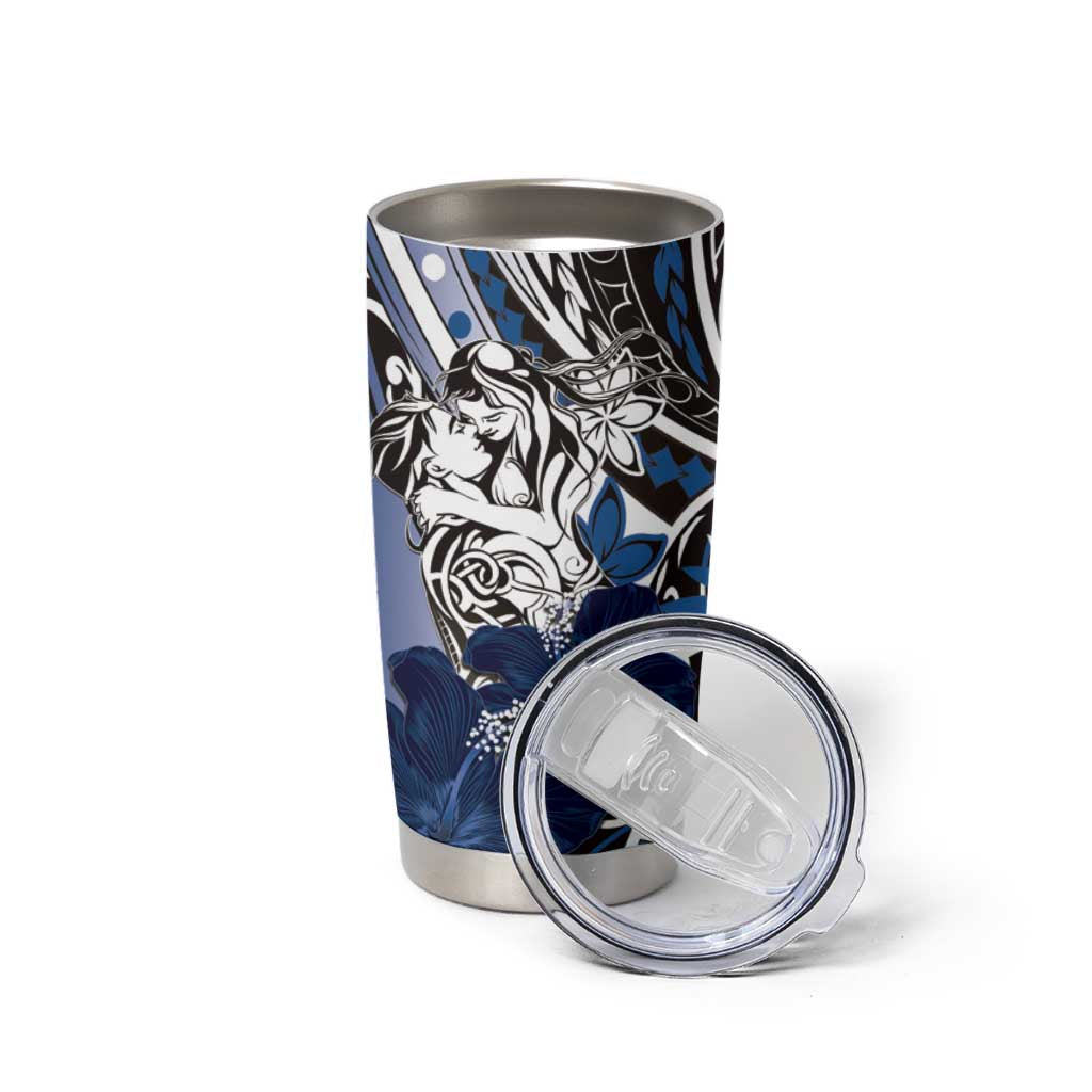 Polynesian Valentine Tumbler Cup Couple Floral Unique Blue Version LT01 - Polynesian Pride