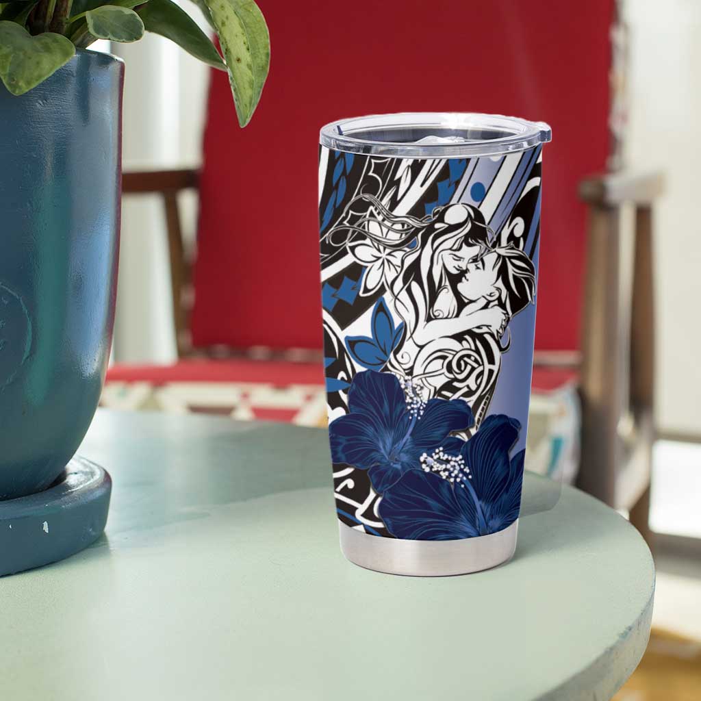 Polynesian Valentine Tumbler Cup Couple Floral Unique Blue Version LT01 - Polynesian Pride