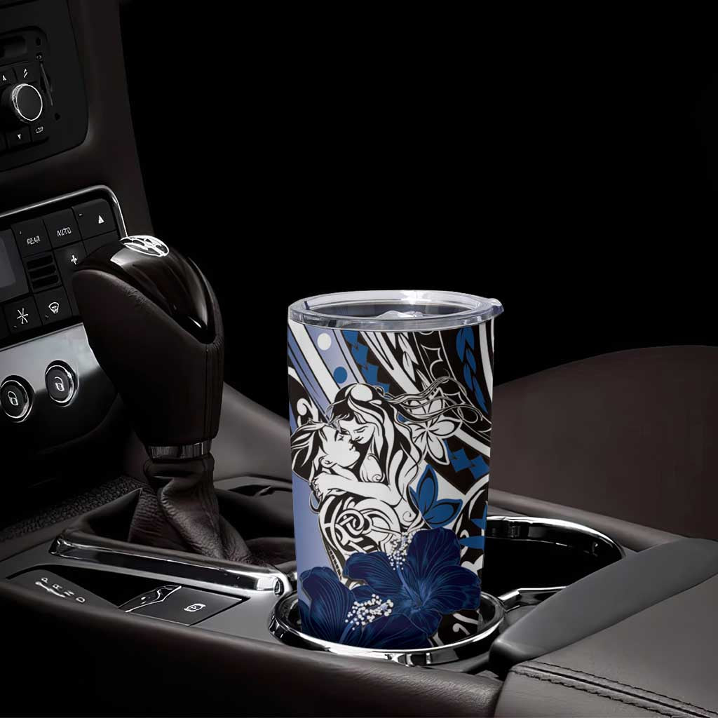 Polynesian Valentine Tumbler Cup Couple Floral Unique Blue Version LT01 - Polynesian Pride