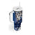 Polynesian Valentine Tumbler With Handle Couple Floral Unique Blue Version