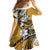 Polynesian Valentine Family Matching Short Sleeve Bodycon Dress and Hawaiian Shirt Couple Floral Unique Gold Version LT01 - Polynesian Pride