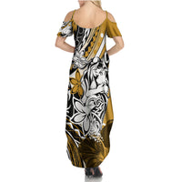 Polynesian Valentine Family Matching Summer Maxi Dress and Hawaiian Shirt Couple Floral Unique Gold Version LT01 - Polynesian Pride