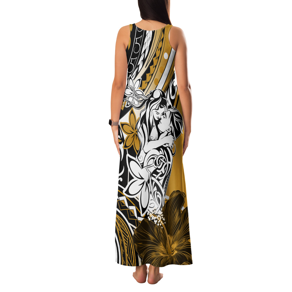 Polynesian Valentine Family Matching Tank Maxi Dress and Hawaiian Shirt Couple Floral Unique Gold Version LT01 - Polynesian Pride