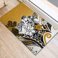 Polynesian Valentine Rubber Doormat Couple Floral Unique Gold Version LT01 - Polynesian Pride