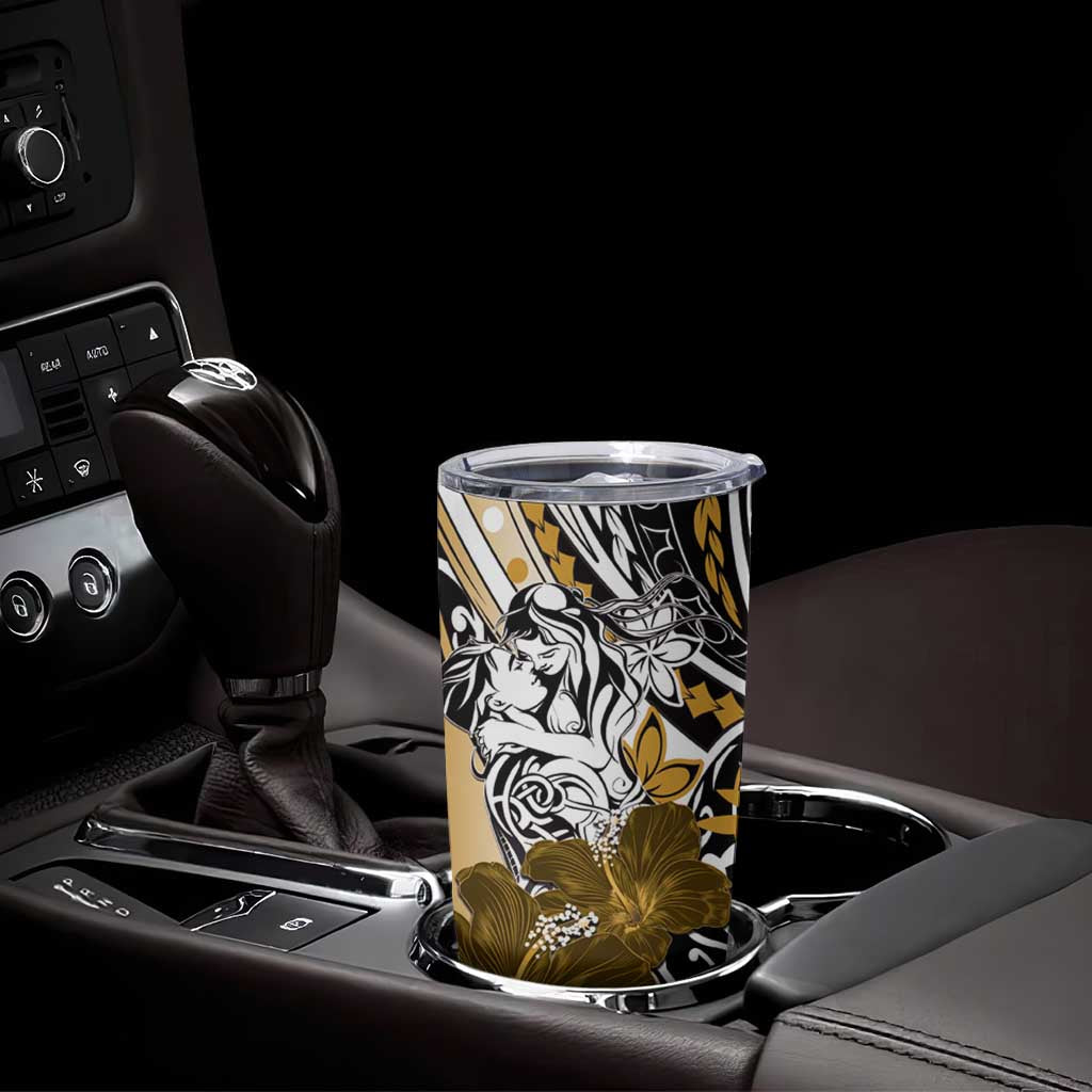 Polynesian Valentine Tumbler Cup Couple Floral Unique Gold Version LT01 - Polynesian Pride