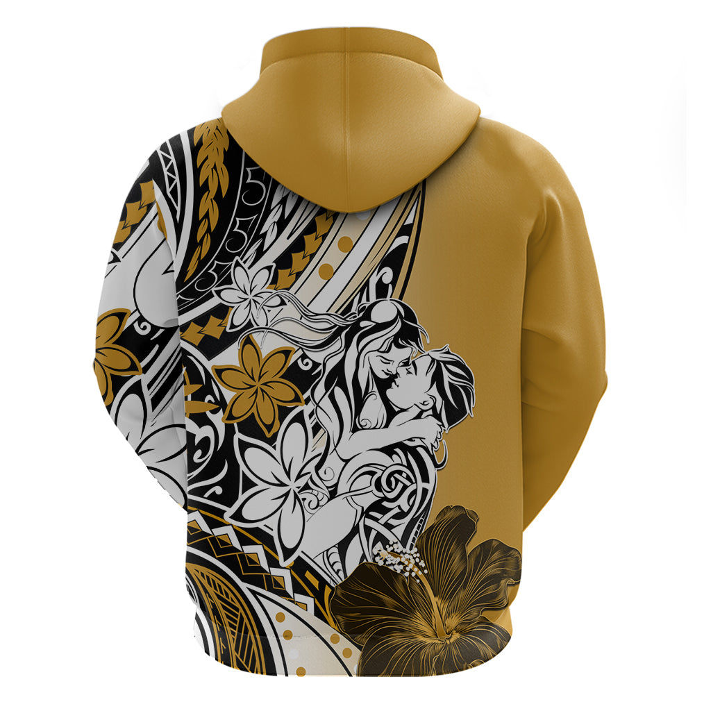 Polynesian Valentine Zip Hoodie Couple Floral Unique Gold Version LT01 - Polynesian Pride