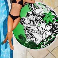 Polynesian Valentine Beach Blanket Couple Floral Unique Green Version LT01 - Polynesian Pride