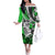 Polynesian Valentine Family Matching Off Shoulder Long Sleeve Dress and Hawaiian Shirt Couple Floral Unique Green Version LT01 Mom's Dress Green - Polynesian Pride