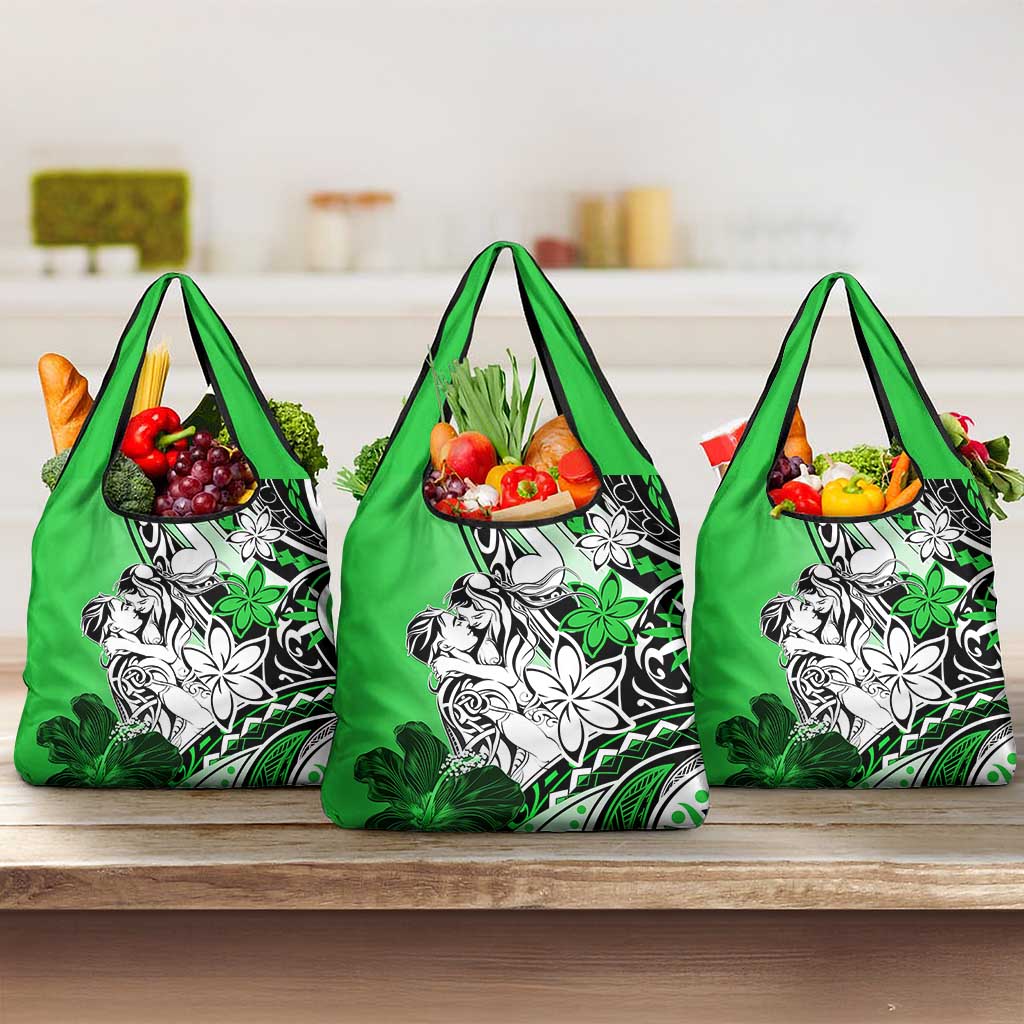 Polynesian Valentine Grocery Bag Couple Floral Unique Green Version LT01 3-pack One Size Green - Polynesian Pride