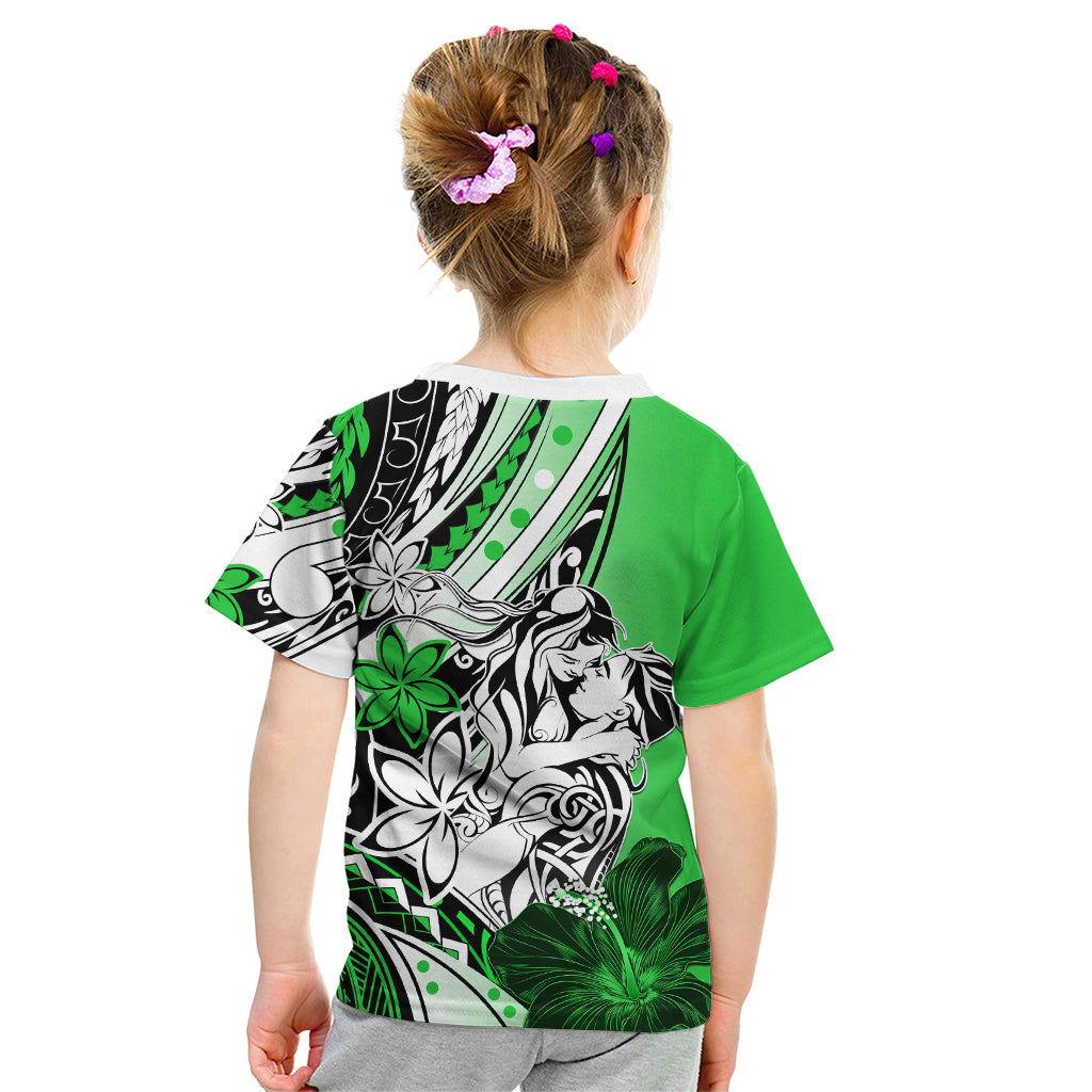 Polynesian Valentine Kid T Shirt Couple Floral Unique Green Version LT01 - Polynesian Pride