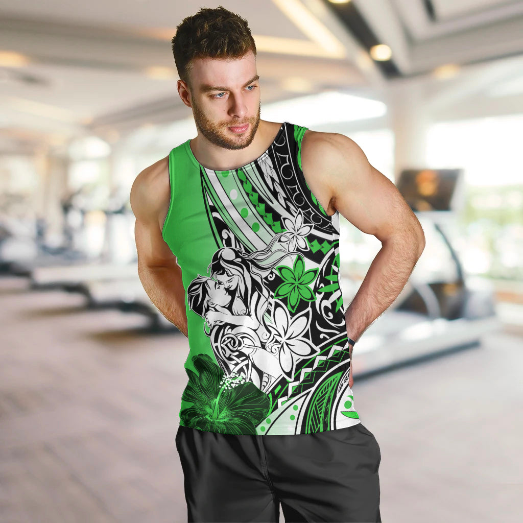 Polynesian Valentine Men Tank Top Couple Floral Unique Green Version LT01 Green - Polynesian Pride