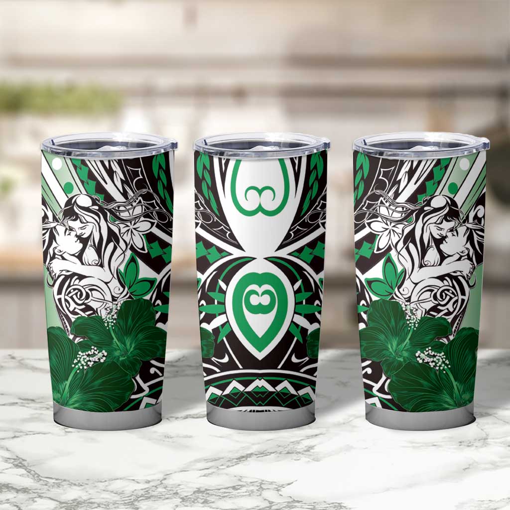 Polynesian Valentine Tumbler Cup Couple Floral Unique Green Version LT01 - Polynesian Pride