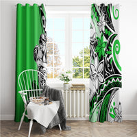 Polynesian Valentine Window Curtain Couple Floral Unique Green Version LT01 - Polynesian Pride