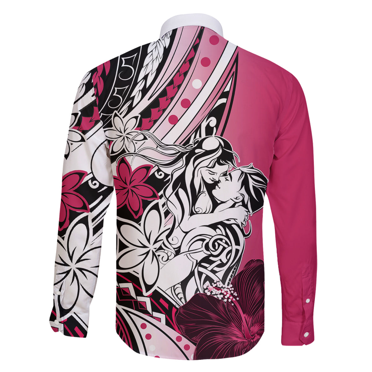 Polynesian Valentine Family Matching Off Shoulder Maxi Dress and Hawaiian Shirt Couple Floral Unique Pink Version LT01 - Polynesian Pride