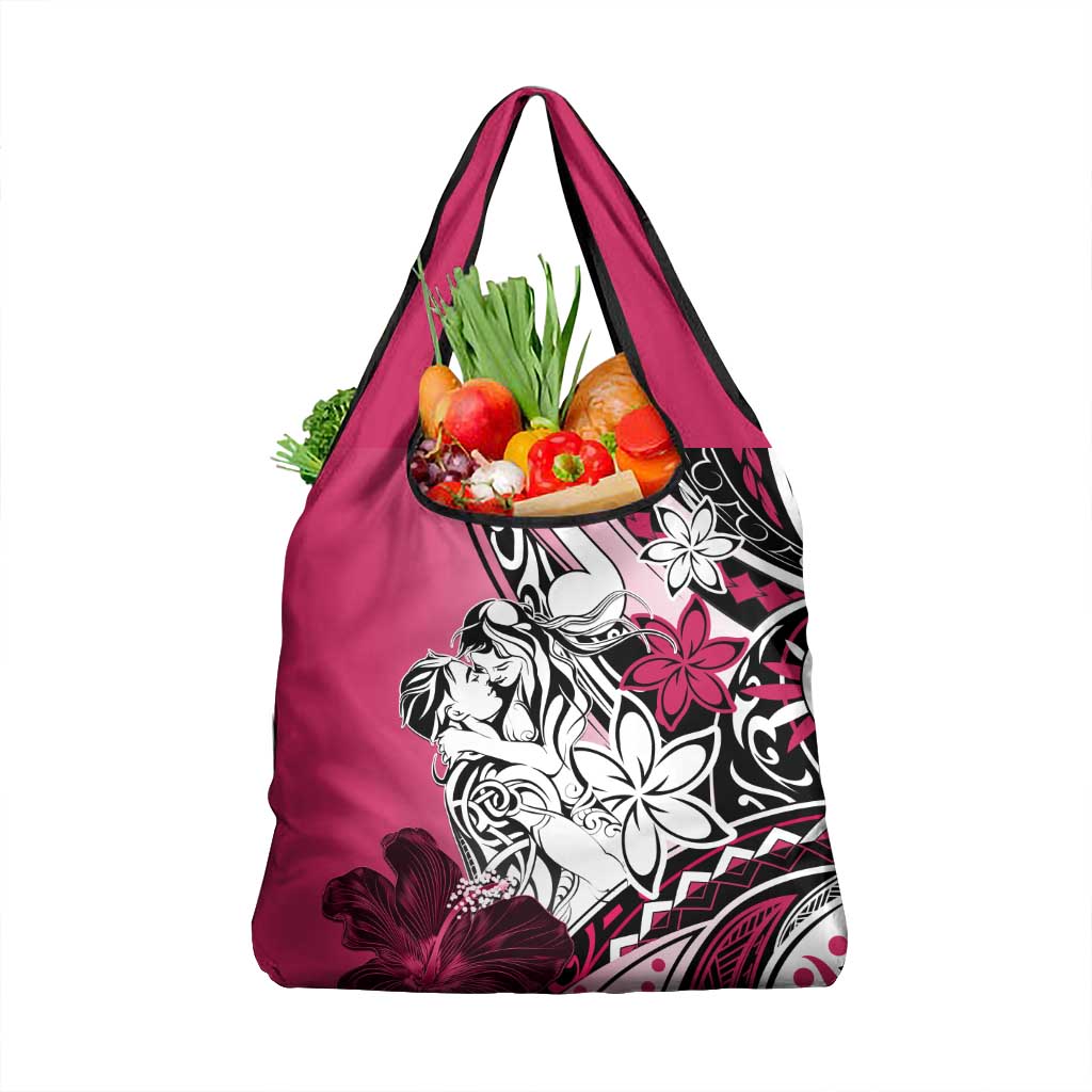 Polynesian Valentine Grocery Bag Couple Floral Unique Pink Version LT01 1-pack One Size Pink - Polynesian Pride