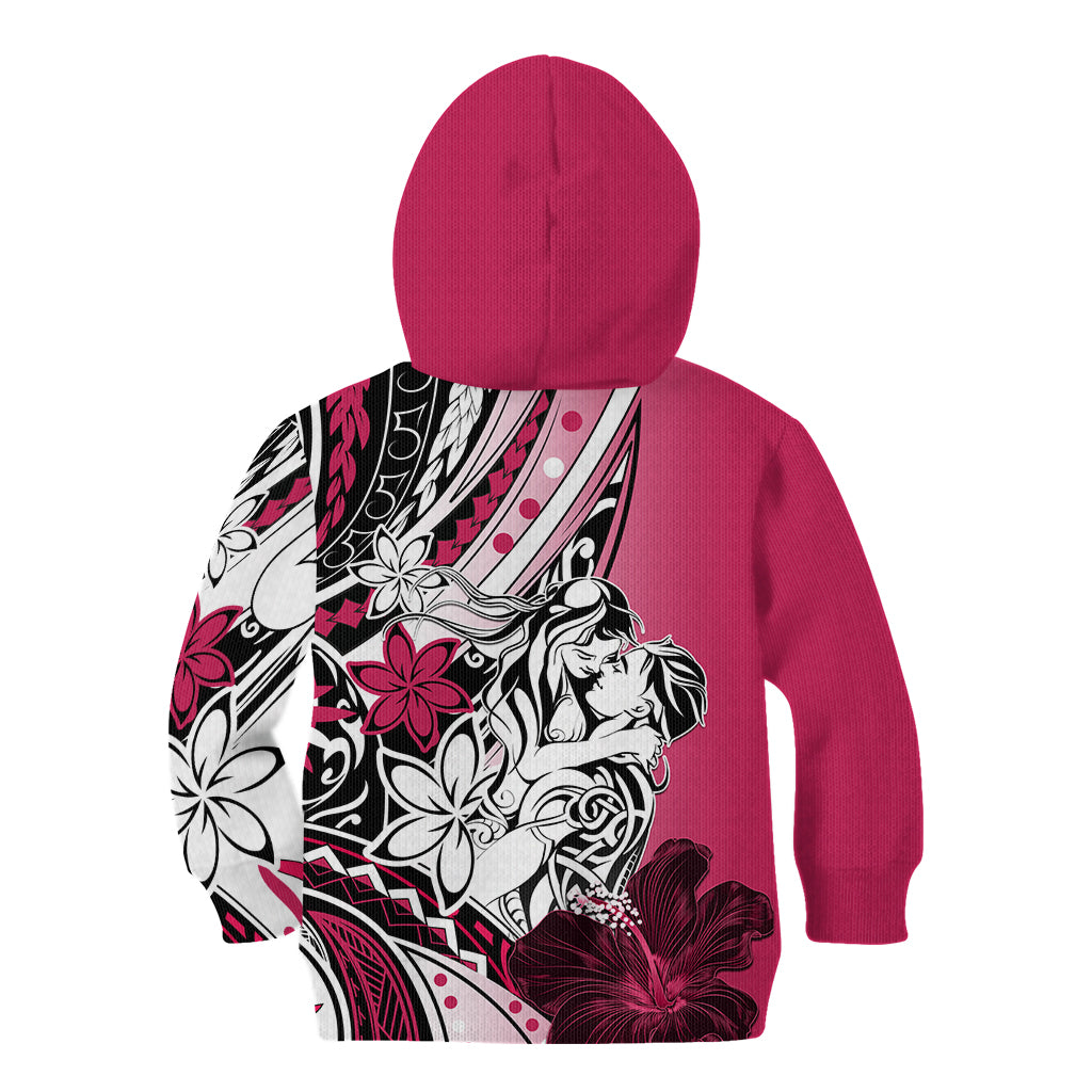 Polynesian Valentine Kid Hoodie Couple Floral Unique Pink Version LT01 - Polynesian Pride