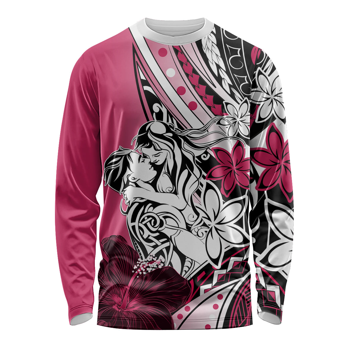 Polynesian Valentine Long Sleeve Shirt Couple Floral Unique Pink Version LT01 Unisex Pink - Polynesian Pride